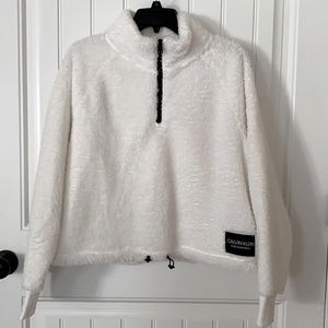 White Calvin Klein Fleece Half Zip Sweatshirt